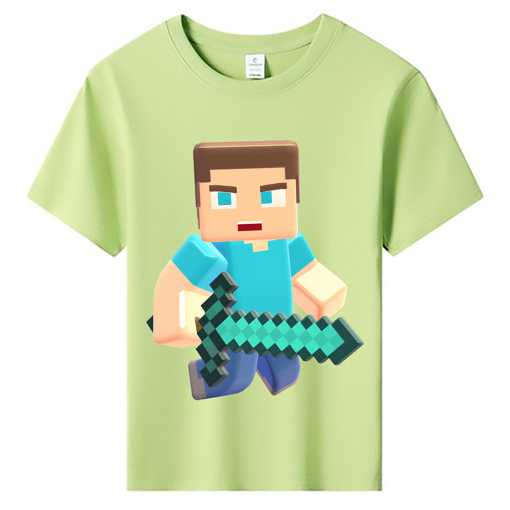 （画像用） マインクラフト ブロックの世界 Minecraft MC Block world 綿100％キッズTシャツ（フロントプリント）
